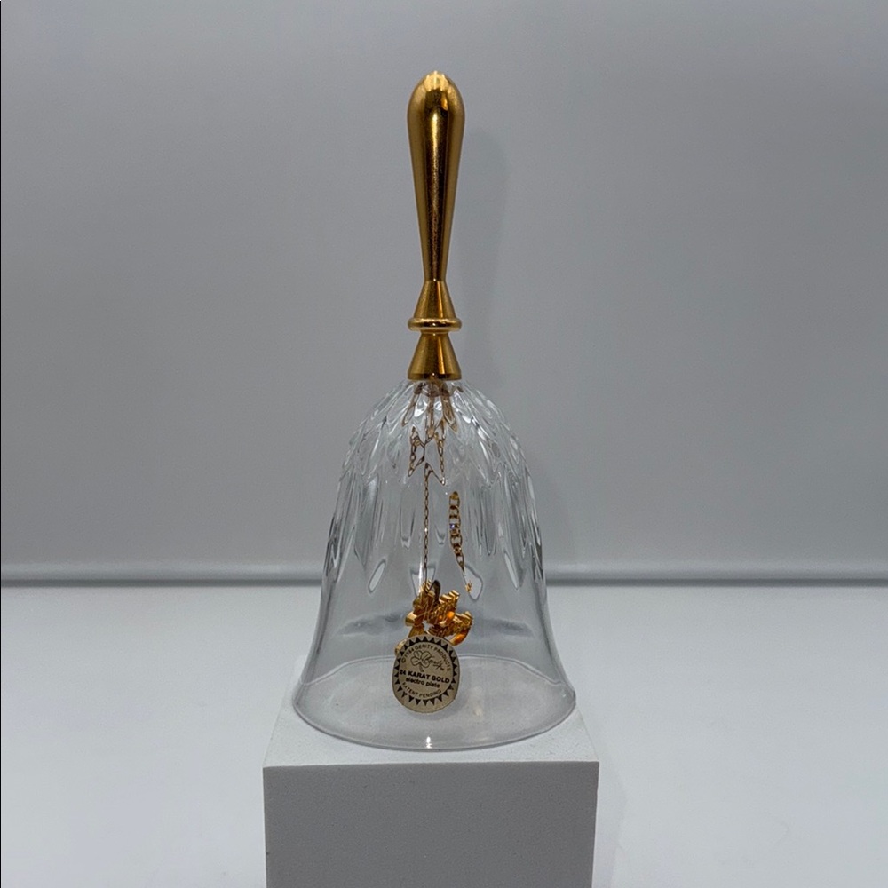 1984 GERITY 24% LEAD CRYSTAL BELL 24 KARAT GOLD Happy Anniversary